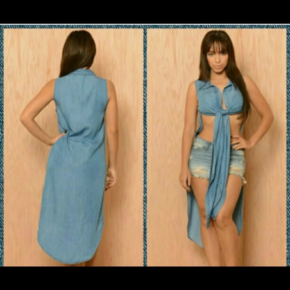 Jean sleeveless cardigan/kimono